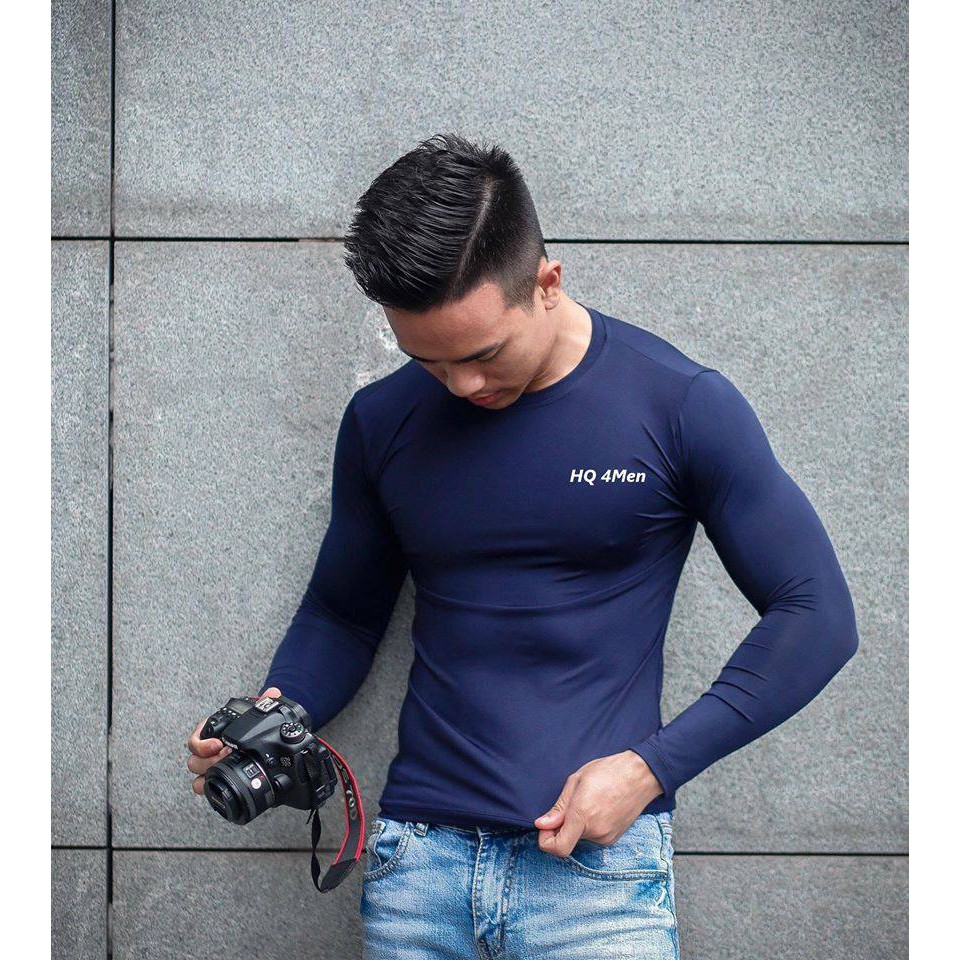 Áo giữ nhiệt dài tay nam, Áo giữ nhiệt mặc đá bóng form 40-80kg.