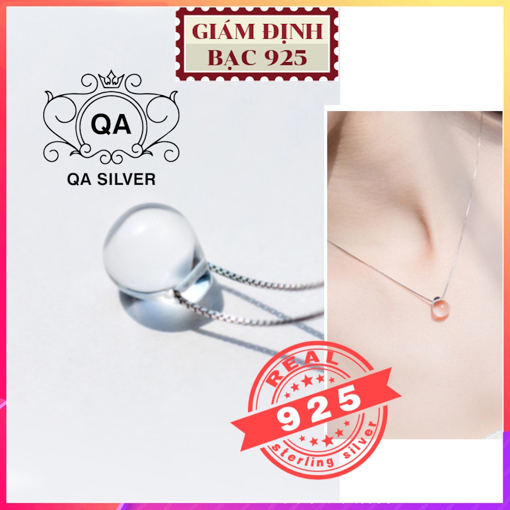Dây chuyền bạc 925 mặt đá giọt nước trong suốt vòng cổ nữ tối giản S925 QUARTZ QA SILVER Necklace NE190301