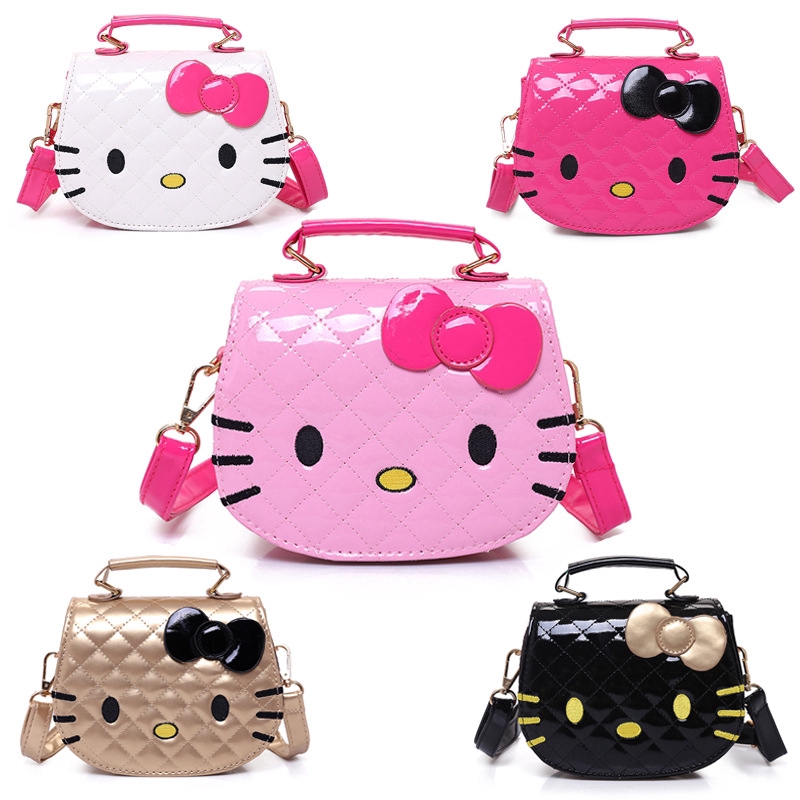 Túi đeo chéo mini da PU hình Hello Kitty cho bé gái