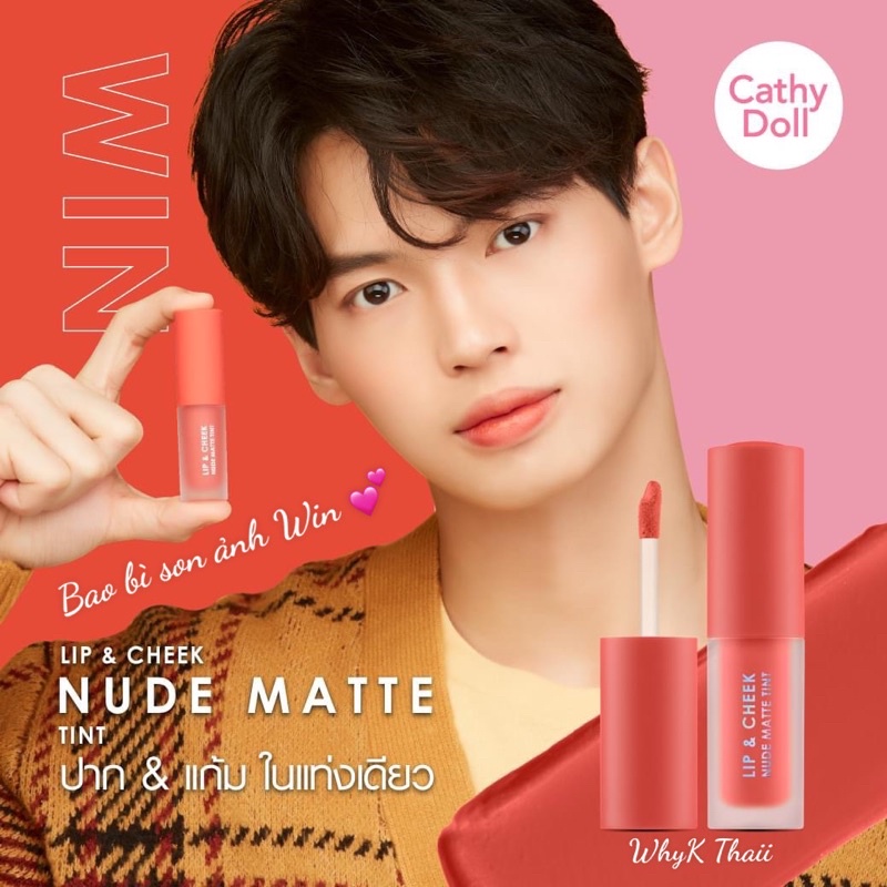 Son Kem Má Hồng 2in1 Cathy Doll Mini Lip & Cheek Nude Matte Tint Win Metawin