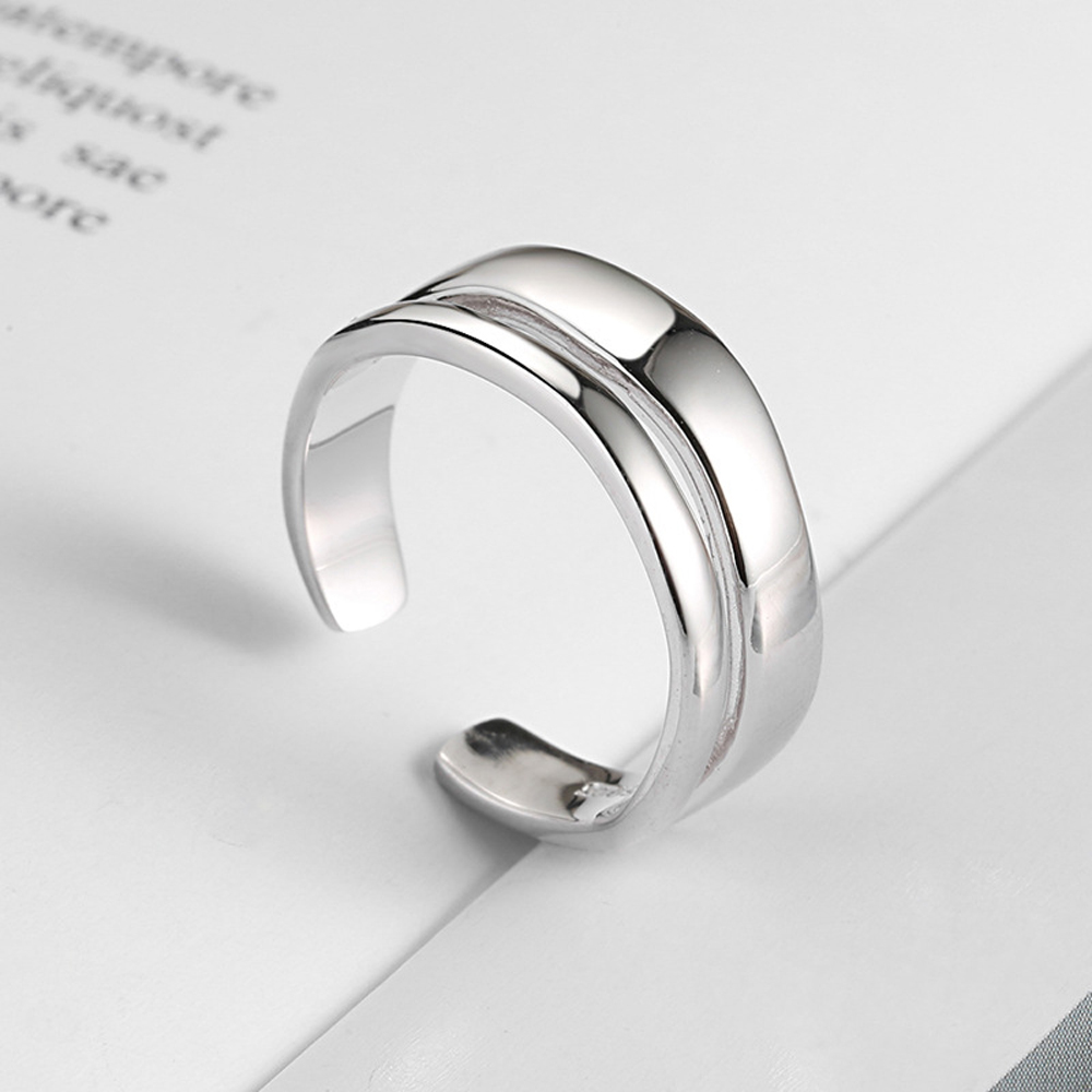 FORBETTER Elegant Adjustable Open Ring Fashion Party Accessories Finger Ring Women Wave Two Circle Trendy Creative Cool Alloy/Multicolor