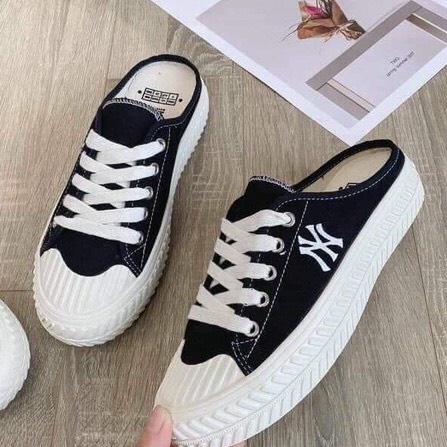 Giày Sục Thể Thao Nữ Vải Canvat Chữ Thêu NY Hàng Chuẩn Fom Việt Size 35 - 39