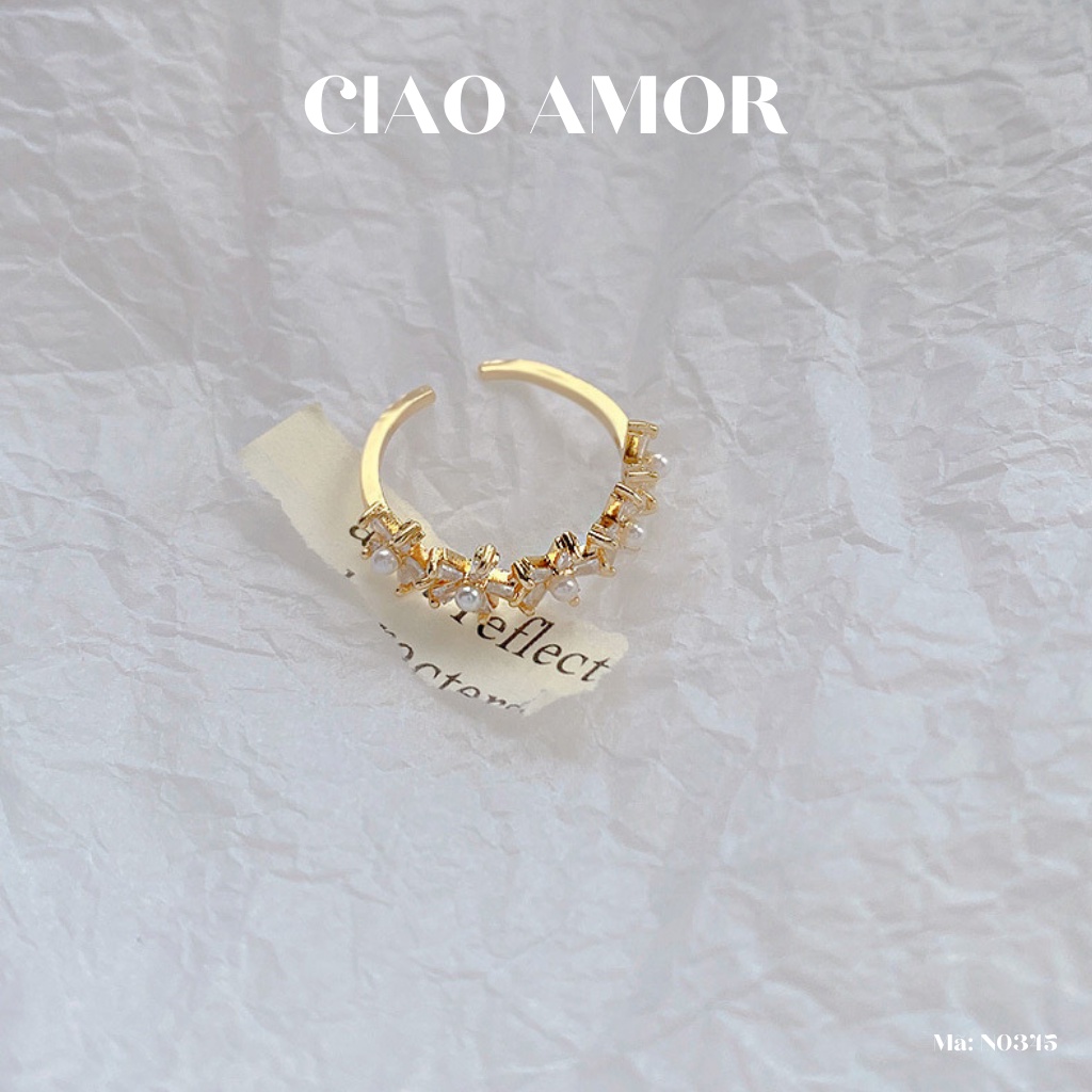 Nhẫn nữ, Nhẫn đính hoa trắng vòng dễ thương Trang sức Ciao Amor - N0345