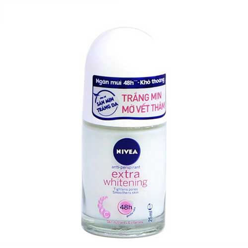 Lăn Khử Mùi Nivea Extra Whitening Trắng Mịn Mờ Vết Thâm 25ml