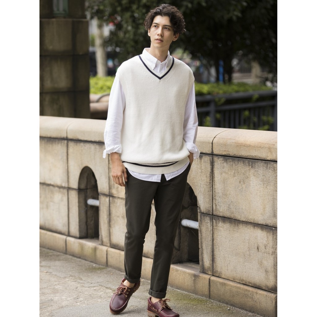 (UNIQLO Nhật chính hãng) Nam & Nữ - Áo Gi-Lê len dáng rộng Oversize cổ tim (cổ V) | BigBuy360 - bigbuy360.vn