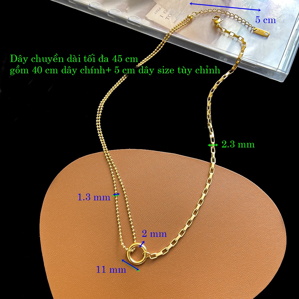 Dây chuyền titan nữ choker mặt tròn cá tính chất lượng không đen gỉ