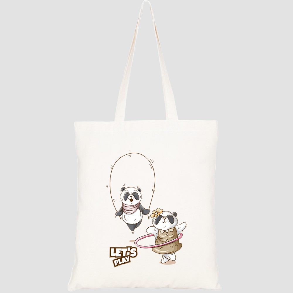 Túi vải tote canvas HTFashion in hình set cute panda pattern HT204