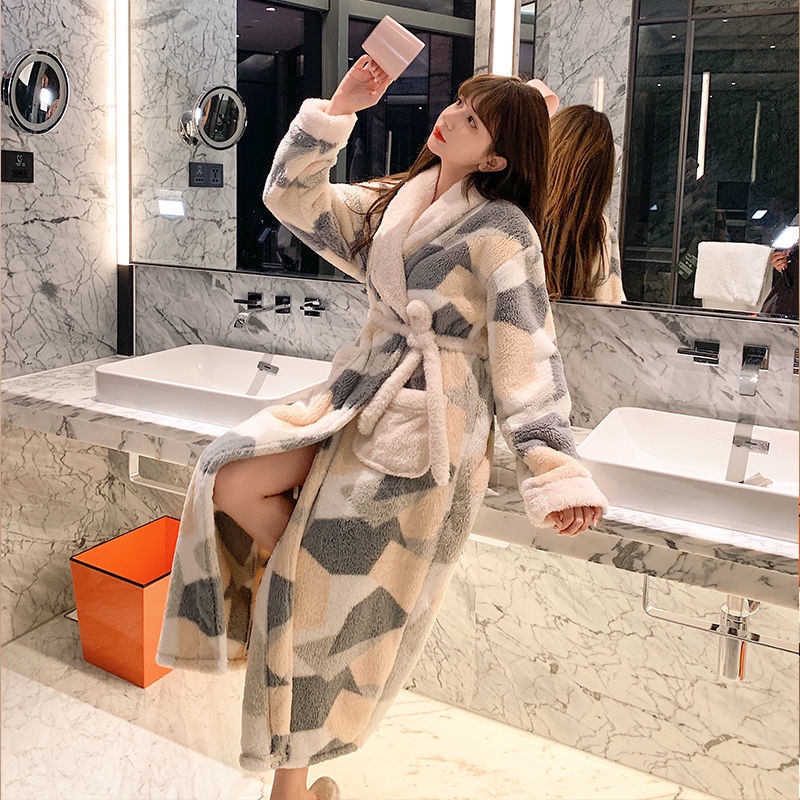 [J & N] Áo Choàng Ngủ Dài Bằng Vải Lông Cừu San Hô Dày Dặn Dễ Thương Thời Trang Mùa Đông Cho Nữ Vào Mùa Đông 2021 Nightg | BigBuy360 - bigbuy360.vn