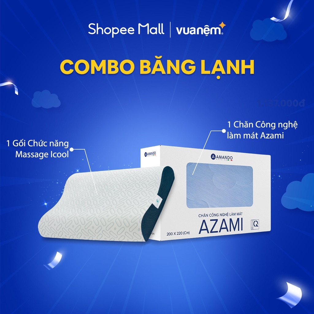 Combo Băng Lạnh Gối Foam Aeroflow Nhật Bản iCool, Chăn Công Nghệ Làm Mát Azami
