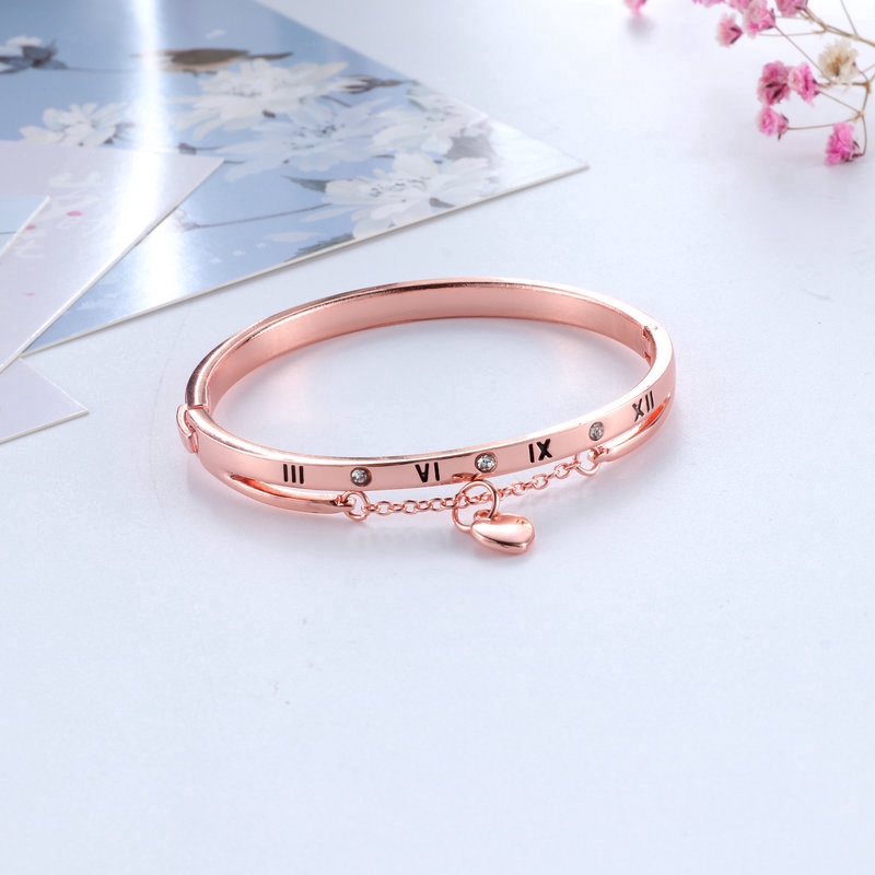 Luxury Rose Gold Stainless Steel Bracelets Bangles Female Heart Wedding Love Brand Charm Bracelet for Women Famous Jewelry