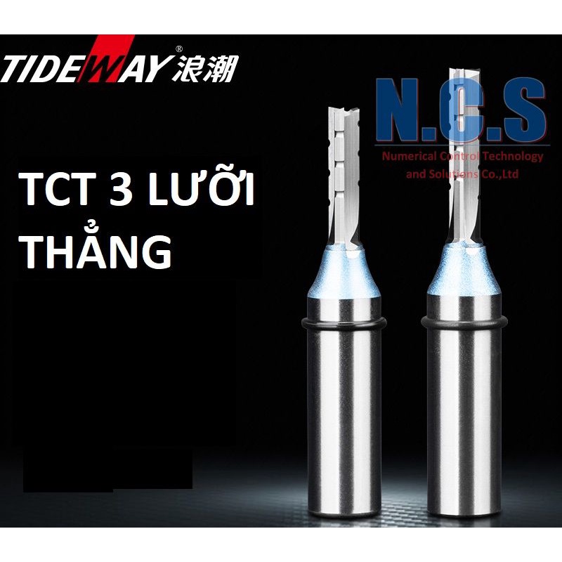 TIDEWAY A7 - Mũi dao phay gỗ CNC 4x22,5x20,6x20,22 và 8x40 3 lưỡi  thẳng TCT