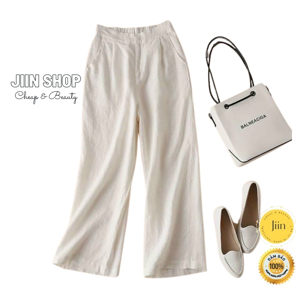 Quần đũi ống rộng nữ lưng cao khóa thật lưng chun, Ống dài 100cm lên dáng suông đứng cực xinh by Jiin shop | BigBuy360 - bigbuy360.vn