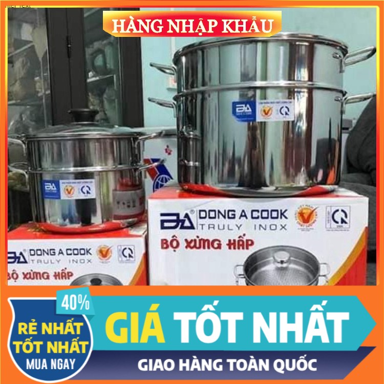 Bộ nồi xửng hấp inox cao cấp đáy từ Đông Á Cook Size 20cm, 28cm