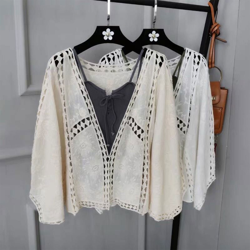 Áo Cardigan Cánh Dơi Hoạ Tiết Hoa Phong Cách Retro