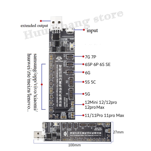 Kích pin mini W223 Pro New | Ip 4-12pm, ss, opp, vivo...