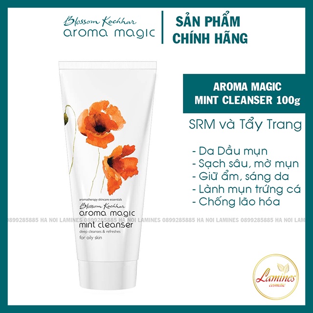 Sữa Rửa Mặt và Tẩy Trang cho Da Dầu Aroma Magic | AromaMagic Mint Cleanser For Oil Skin 100g