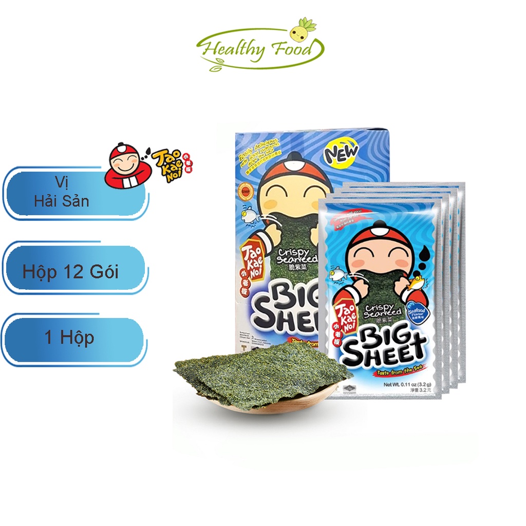 Thùng Snack Rong Biển Tao Kae Noi Big Sheet - 10 hộp - 12 gói/Hộp