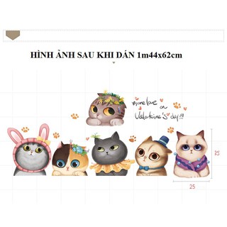 Decal dán tường Mèo Valentine