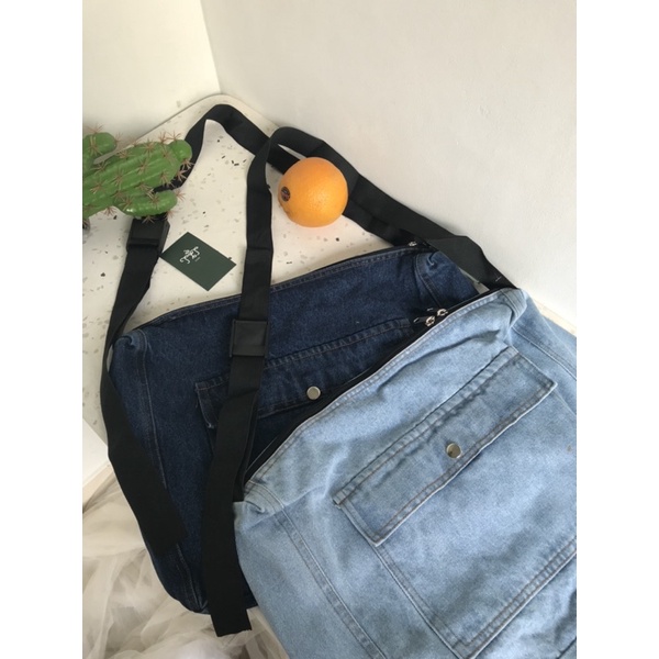 Túi đeo chéo jean denim unisex MS01 (có sẵn, hình thật)