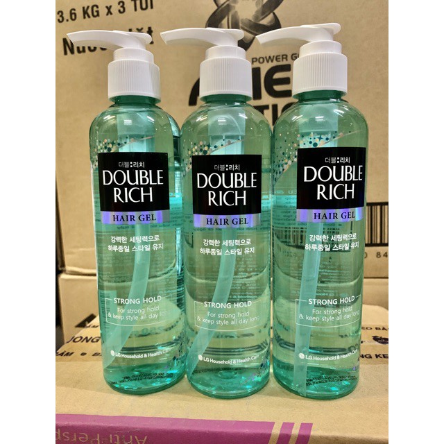 Gel tạo kiểu dành cho tóc uốn Double Rich Strong Hold 250ml (xanh lá)