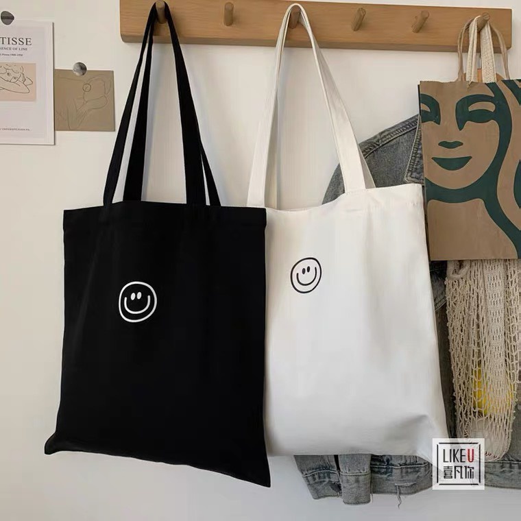 Túi Tote Vuông Vải canvas Hàn Quốc - Túi vải có khóa kéo miệng và ngăn trong - LUXCY Store