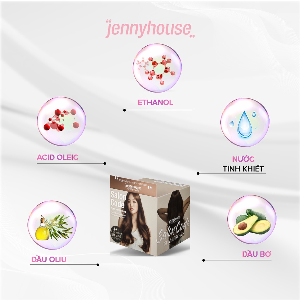 Thuốc Nhuộm Tóc Không Cần Tẩy JENNY HOUSE Salon Code 140g - 4 Màu Sắc Thời Trang Chuẩn Salon