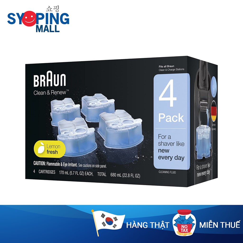 Bình nước rửa Braun Shaver Cleaning Cartridge CCR 2 4 5+2 Pack compatible with Clean & Renew Station Series 5 Series 9 5