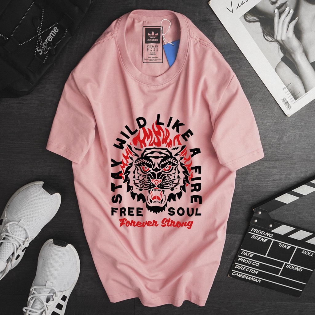 Áo thun nữ from rộng unisex, áo thun adidas nữ, áo phông adidas nam chính hãng, áo thun sài gòn màu hồng