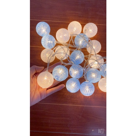 Đèn led trang trí hình cầu mây 3mét 20 bóng to Màu Xanh Mix Trắng MS77
