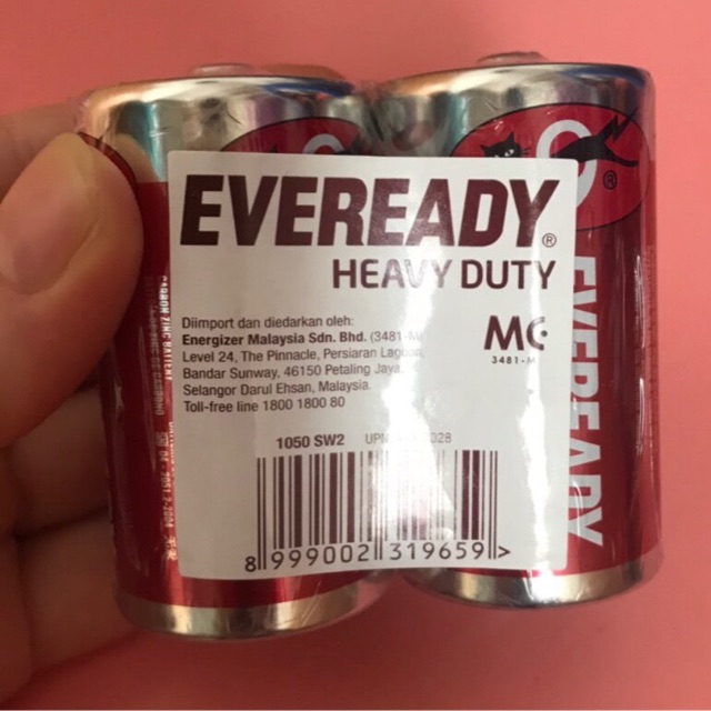 Pin đại D 1,5V Eveready 1050 BP2 Heavy Duty 1050 SW2 D