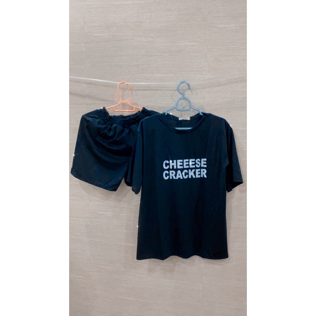 Bộ thun cộc tay cheese nữ - Set áo phông form rộng tay lỡ mix quần short suông trơn, HOT TREND