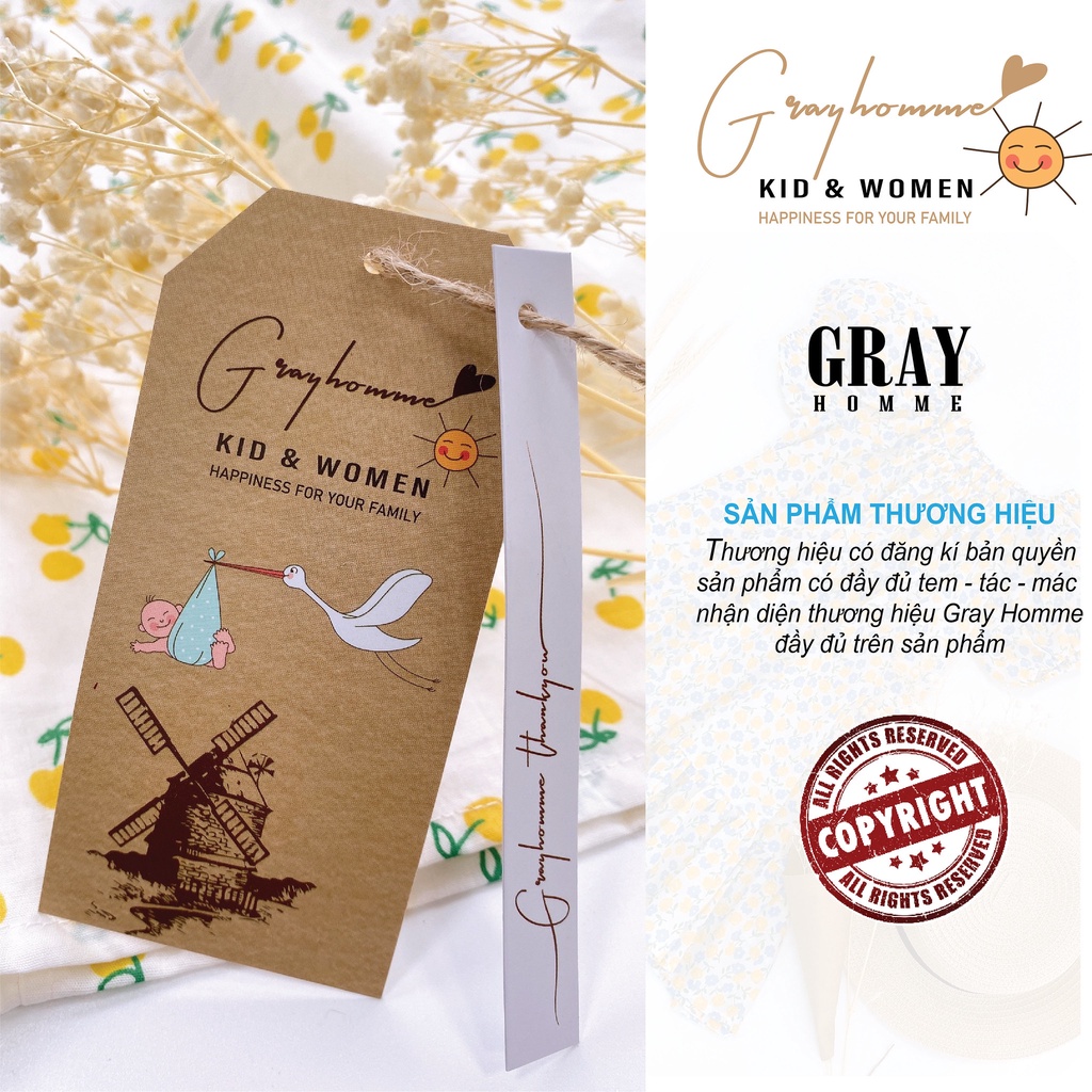 Váy bé gái GRAYHOMME họa tiết Cherry Vàng, dáng rộng, chất Thô cotton thoáng mát thấm hút mồ hôi tốt (VK007)