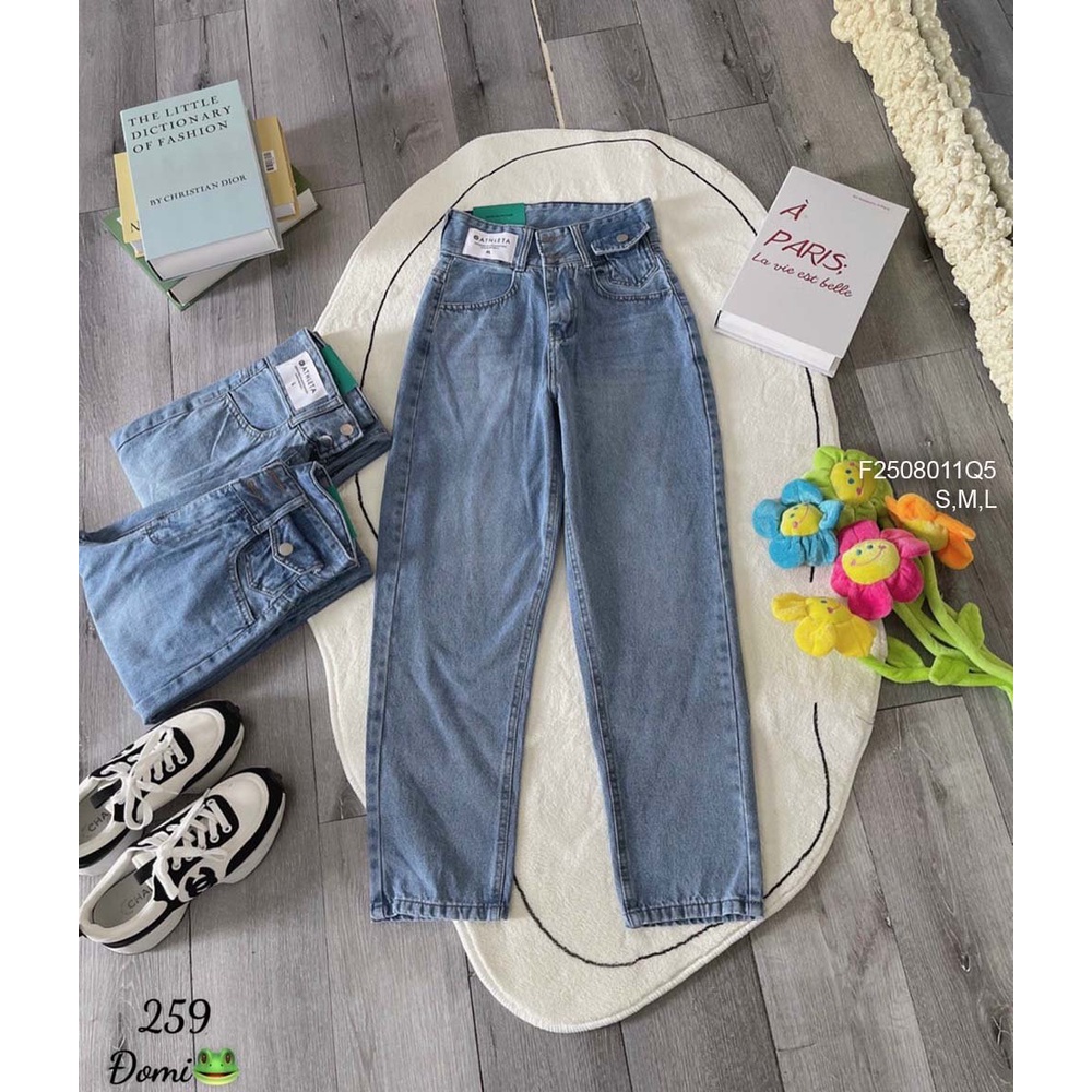 Quần baggy jean lưng cao 2 nút hàng đẹp!