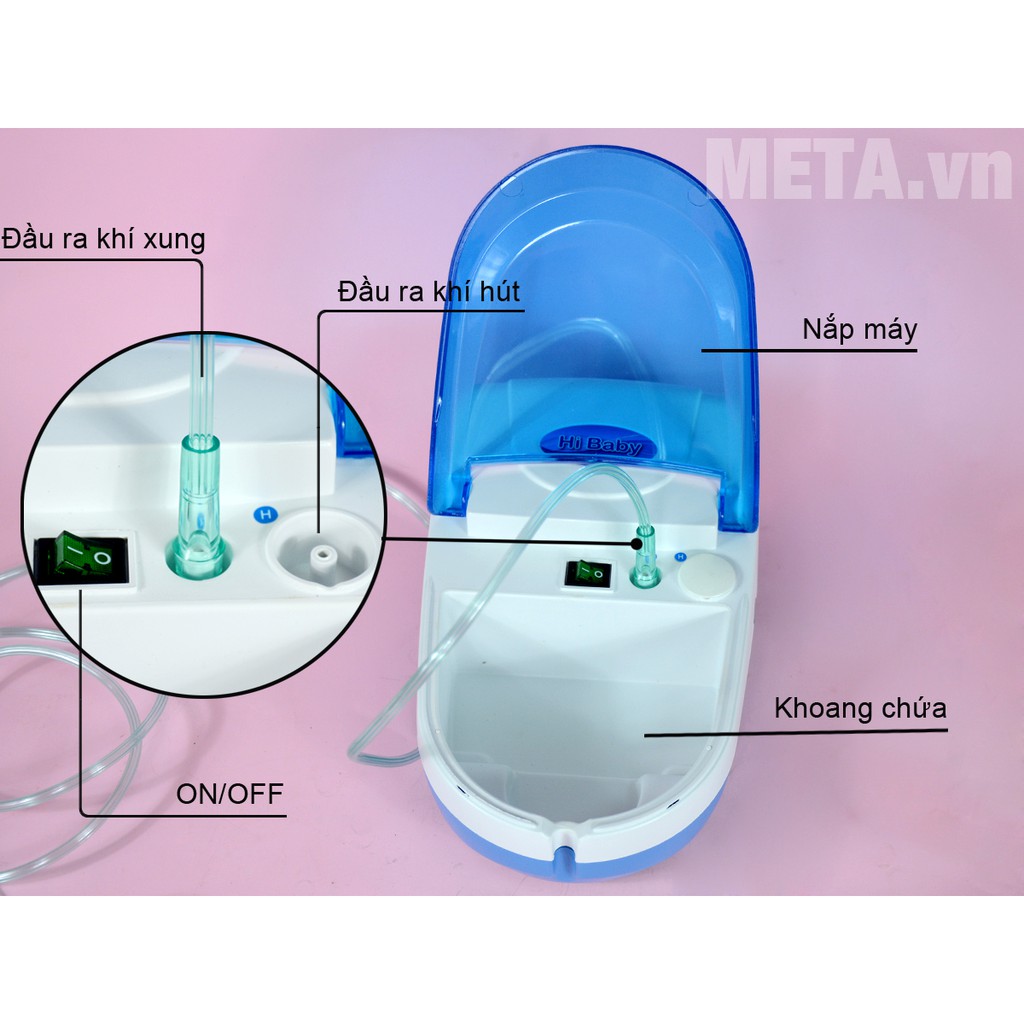Máy Xông Hút mũi họng 2 trong 1 HiBaby, thiết bị xông khí dung và hút dịch đờm nhớt mũi cho trẻ em [Halongstars]