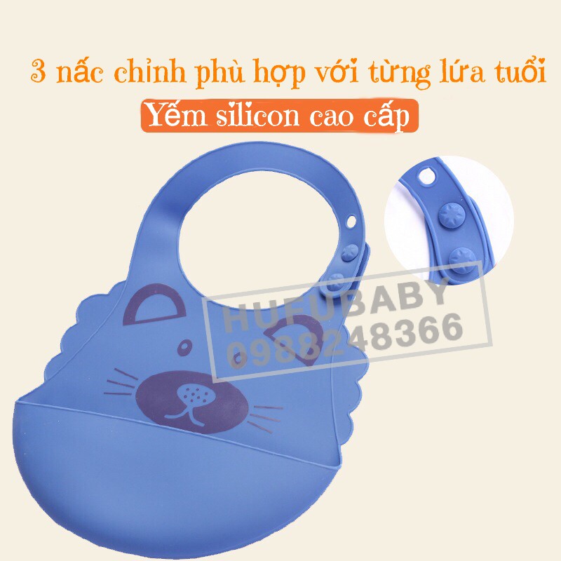 Yếm ăn dặm có máng silicon cao cấp cho bé