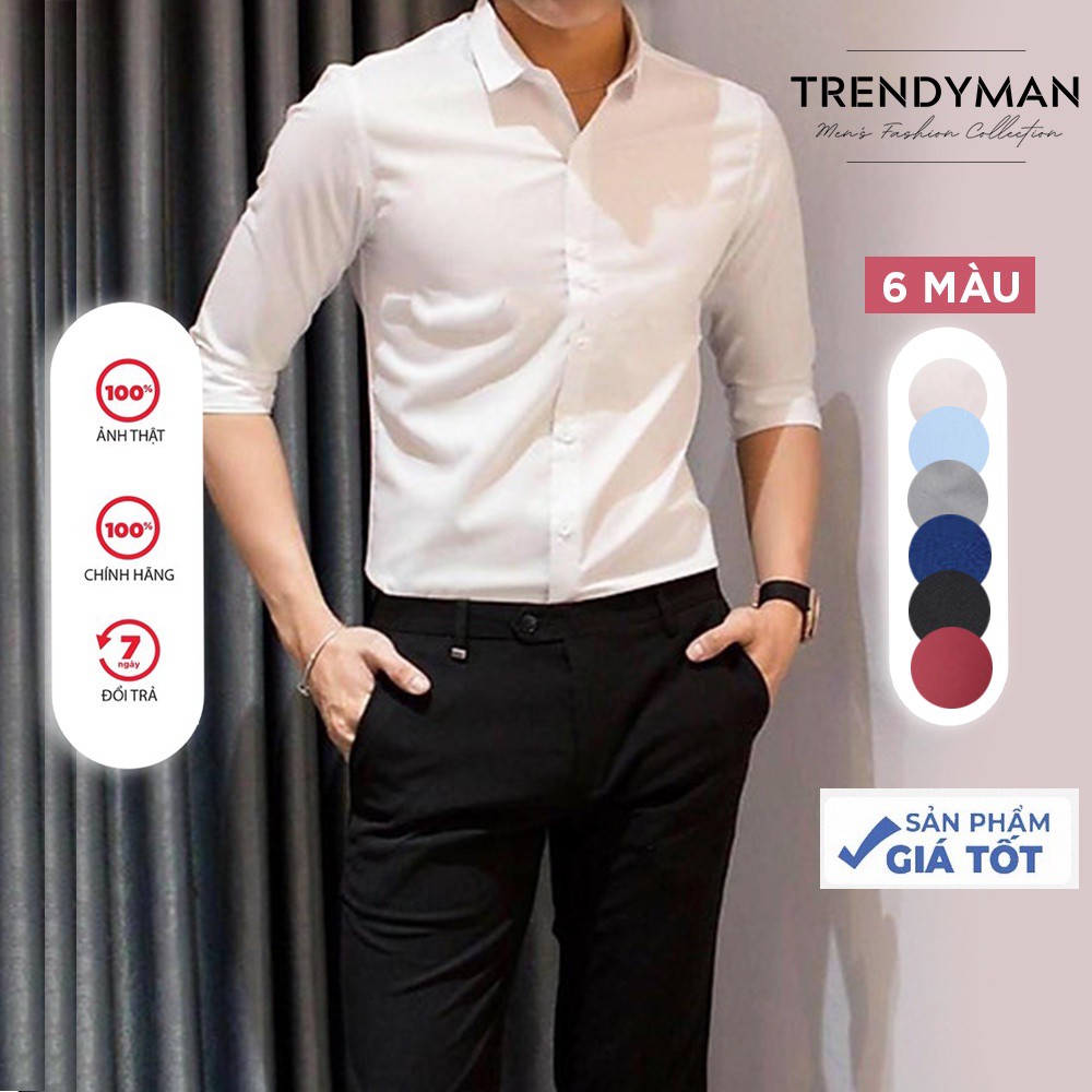 Áo Sơ Mi Nam Trendyman Dài Tay Trơn dáng ôm Áo Sơ Mi Dáng rộng unisex phong cách hàn quốc - Hàng mới về