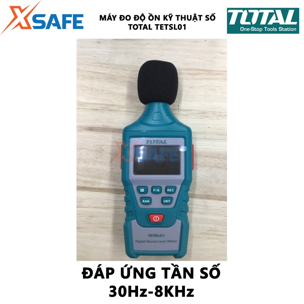 Máy đo độ ồn kỹ thuật số TOTAL TETSL01 Thiết bị đo tiếng ồn, phạm vi đo 30-130dB, độ ồn 50dB, chức năng đèn nền, báo pin
