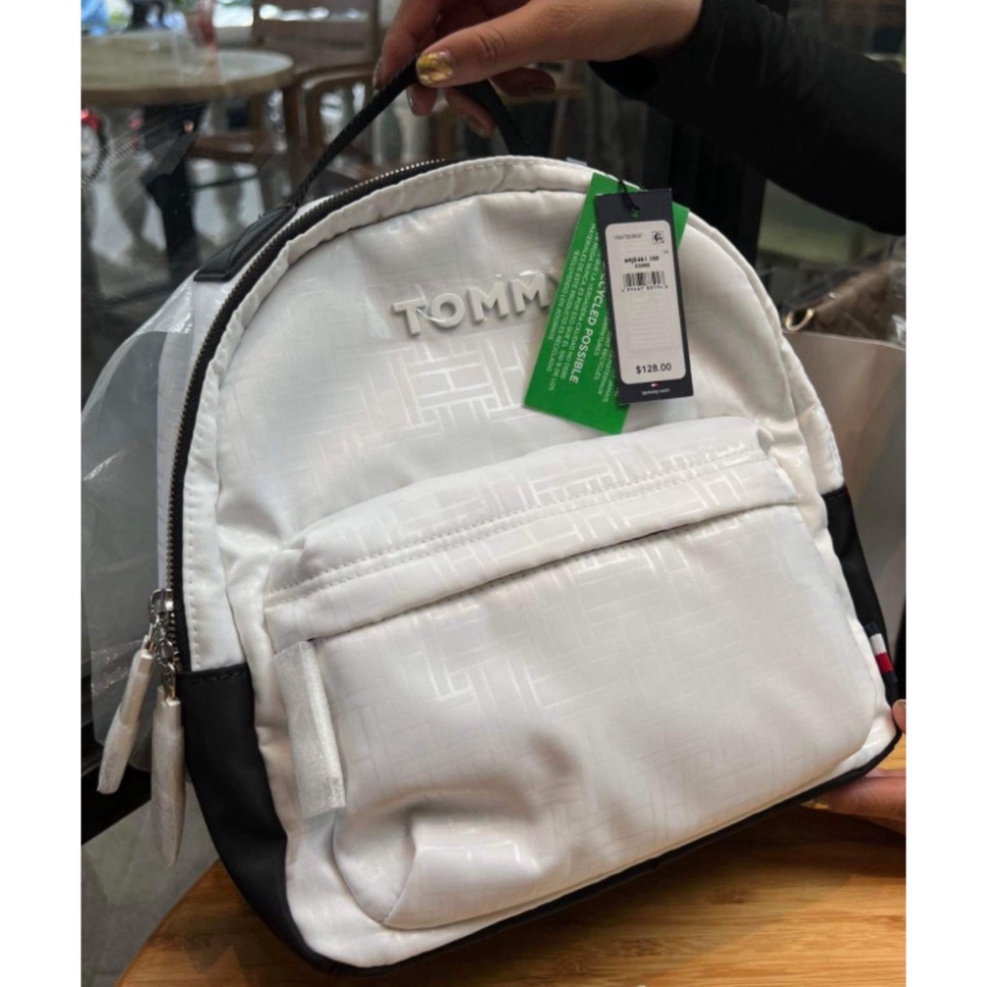Balo Giỏ Xách Nữ TH BACKPACK monogram - Tommy Hilfiger, Màu Trắng, đã được qua Sử Dụng, giá cả tương đối mềm Giao Nhanh,