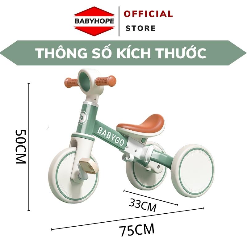 Xe đạp trẻ em 3 bánh SPORT khung thép ,yên da kiêm Xe chòi chân cho bé BABYHOPE