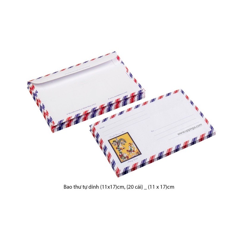 Bao thư, phong bì bưu chính, có keo tự dán dính Minh Phúc 11x18cm ( xấp 20c).