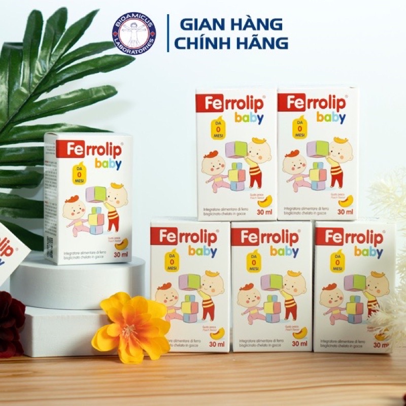 Sắt cho bé Ferrolip Baby vị đào ngăn ngừa thiếu máu do thiếu sắt ở trẻ nhỏ +quà tăm bông