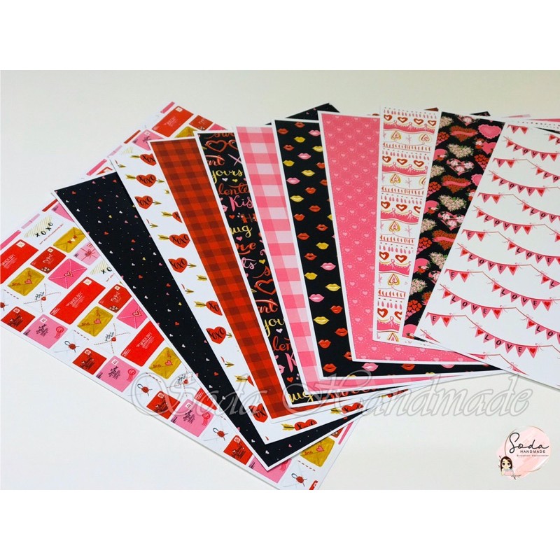 (Size 16x16 cm) Set 5 giấy cứng hoạ tiết làm lovebox / Scrapbook