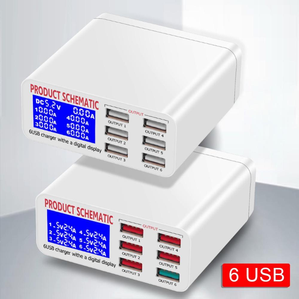 Củ Sạc Nhanh Thông Minh DIGIFOUNDER QC3.0 Với 6 Cổng USB Và Màn Hình LCD Cho Điện Thoại Thông Minh/Máy Tính Bảng G2K1