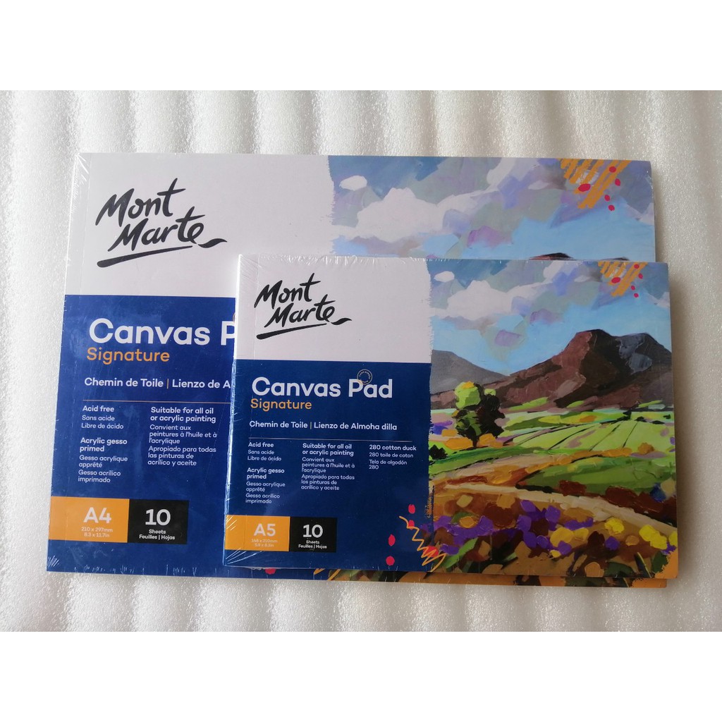Toan vẽ Mont Marte Canvas Pad A5/A4/A3 vẽ tranh acrylic, Guoache, sơn dầu