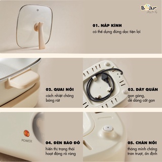 Nồi Lẩu Điện Đa Năng Bear 7 Trong 1 Chống Dính Cao Cấp, Nấu Lẩu Thịt Nướng - Tóp Đồ Gia Dụng