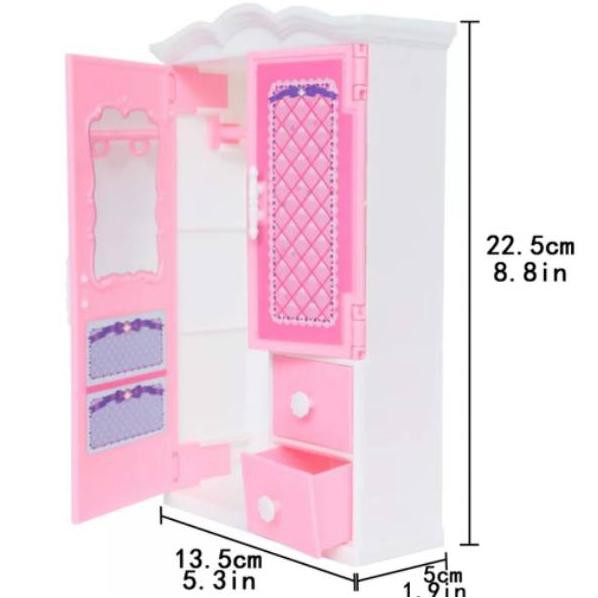 Tủ Quần Áo Đồ Chơi Búp Bê Barbie Đáng Yêu