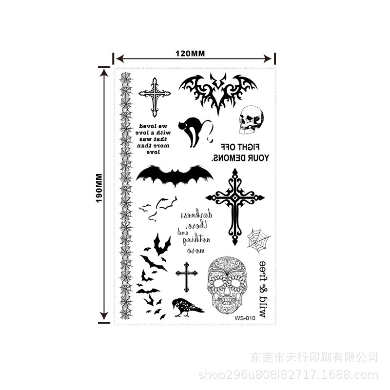 [Hình xăm ma thuật MSD] Hình Xăm Dán Chống Thấm Nước 12CMx19CM Phong Cách Halloween Độc Đáo