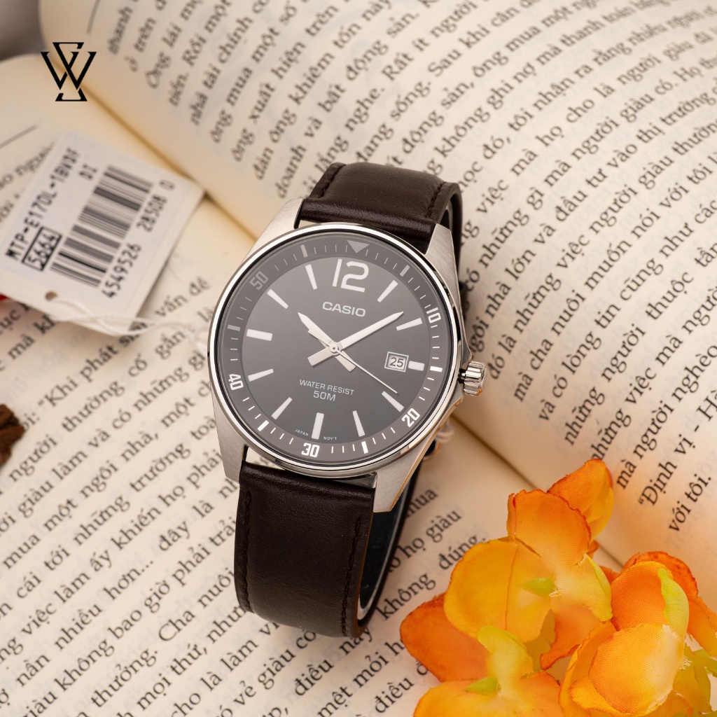 Đồng Hồ Quartz Nam Casio WATCHSTORE MTP-E170L-1B Thiết Kế Kính Khoáng 42mm, Dây Đeo Da Và Vỏ Thép Không Gỉ