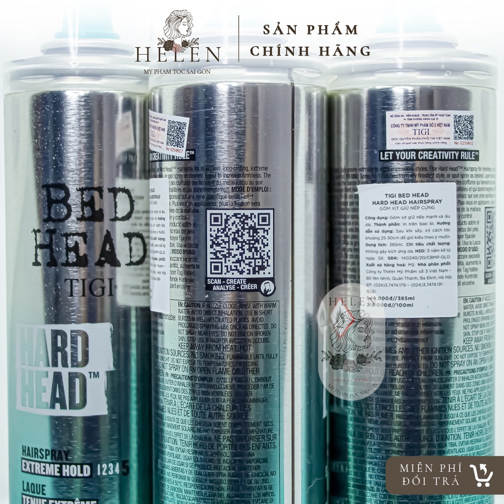 TIGI Gôm xịt tóc, giữ nếp tóc siêu cứng, siêu bền Tigi Bed Head Hard Head Hairspray 385ml