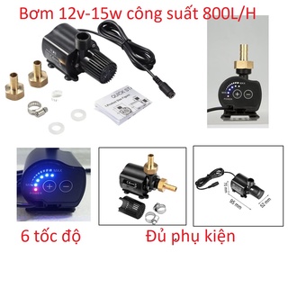 BƠM MINI 12V-15W (800 L/H) CHỈNH ĐƯỢC 6 CẤP ĐỘ - BƠM CHÌM HỒ CÁ - THỦY SINH - THỦY CANH